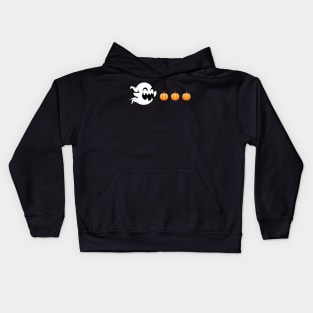 Funny Ghost Chasing Pumpkin - Retro Video Game Kids Hoodie